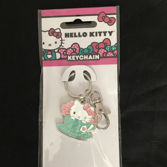 HELLO KITTY - TEA TIME HELLO KITTY ENAMEL METAL KEYCHAIN - Picture 1 of 2